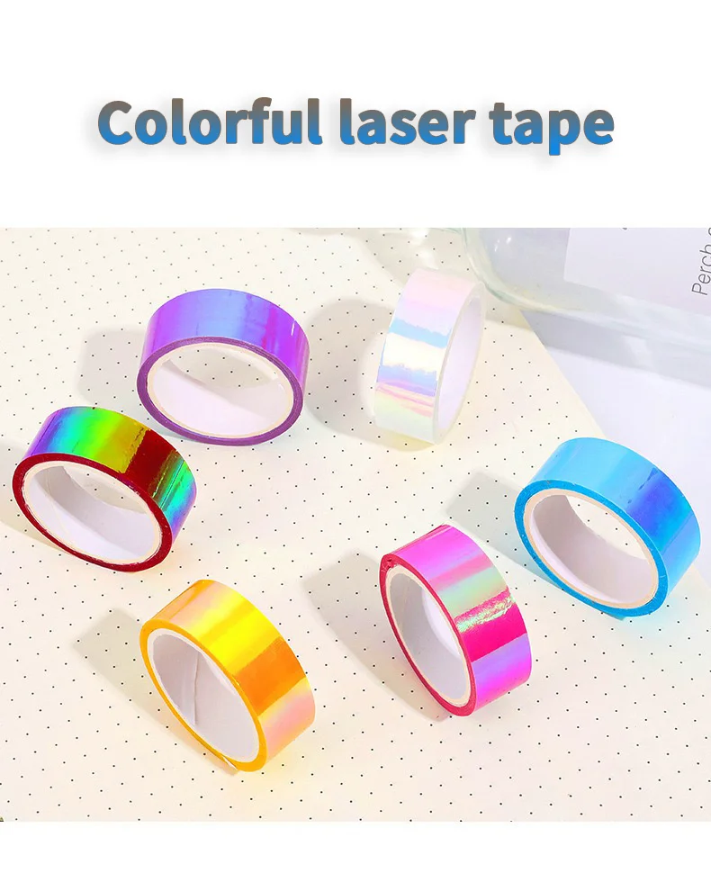 1 Roll Laser Adhesive Tape DIY Colorful Decorative Stickers Office Sticky Washi Tapes Stationery Masking Scrapbooking Girl Album