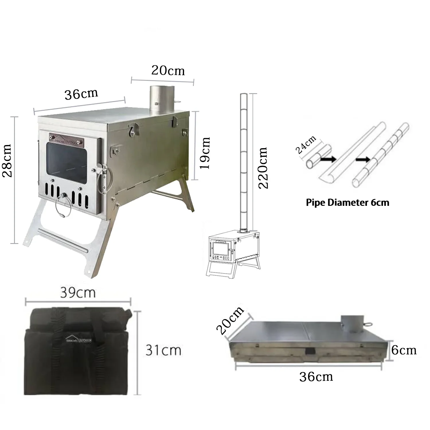 Backpacking Titanium Tent Stove Portable Titanium Alloy Stove Outdoor Barbecue Heating Stove