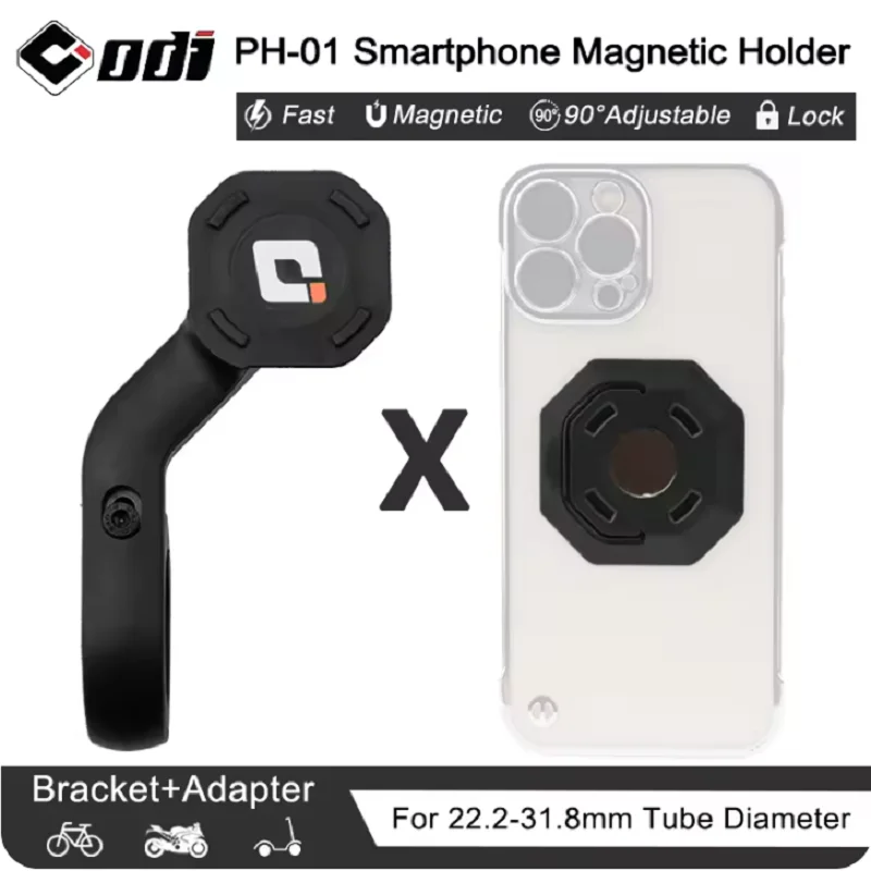 ODI PH-01 Magnetic Riding Phone Holder Quick Release Motorcycle Bicycle Bracket for MTB/Road Bike Navigation General Phone Ho
