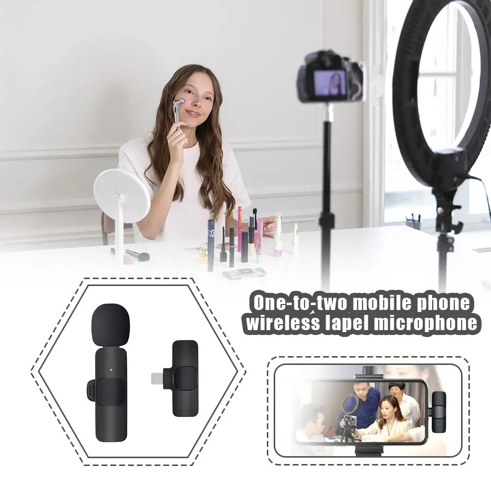 ميكروفون لاسلكي من Lavalier لتسجيل الصوت، ميكروفون صغير قابل للاستبدال من الصوف المقاوم للرياح لهاتف iPhone Shoot vlog YouTube #3