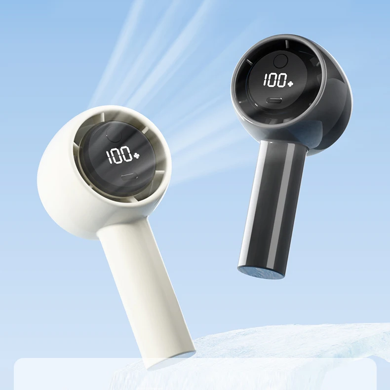 2025 وصول جديد الشفافية 100 سرعات قابل للتعديل LED شاشة ديجيتال مراوح عالية السرعة قابلة للشحن مروحة تربو صغيرة محمولة باليد