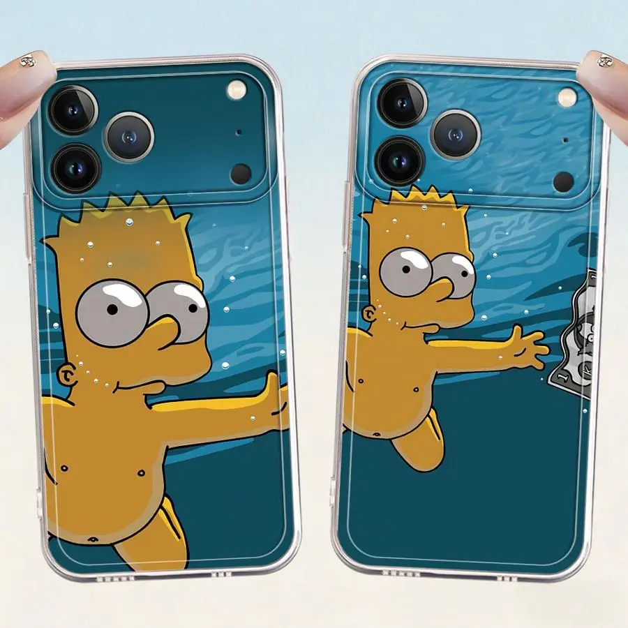 Weiche Handyhülle für iPhone 17 Pro Max 14 Plus XS Max 16 12 Mini Air 11 15 17e XR 13 Pro Coole Cartoon Simpsons Design