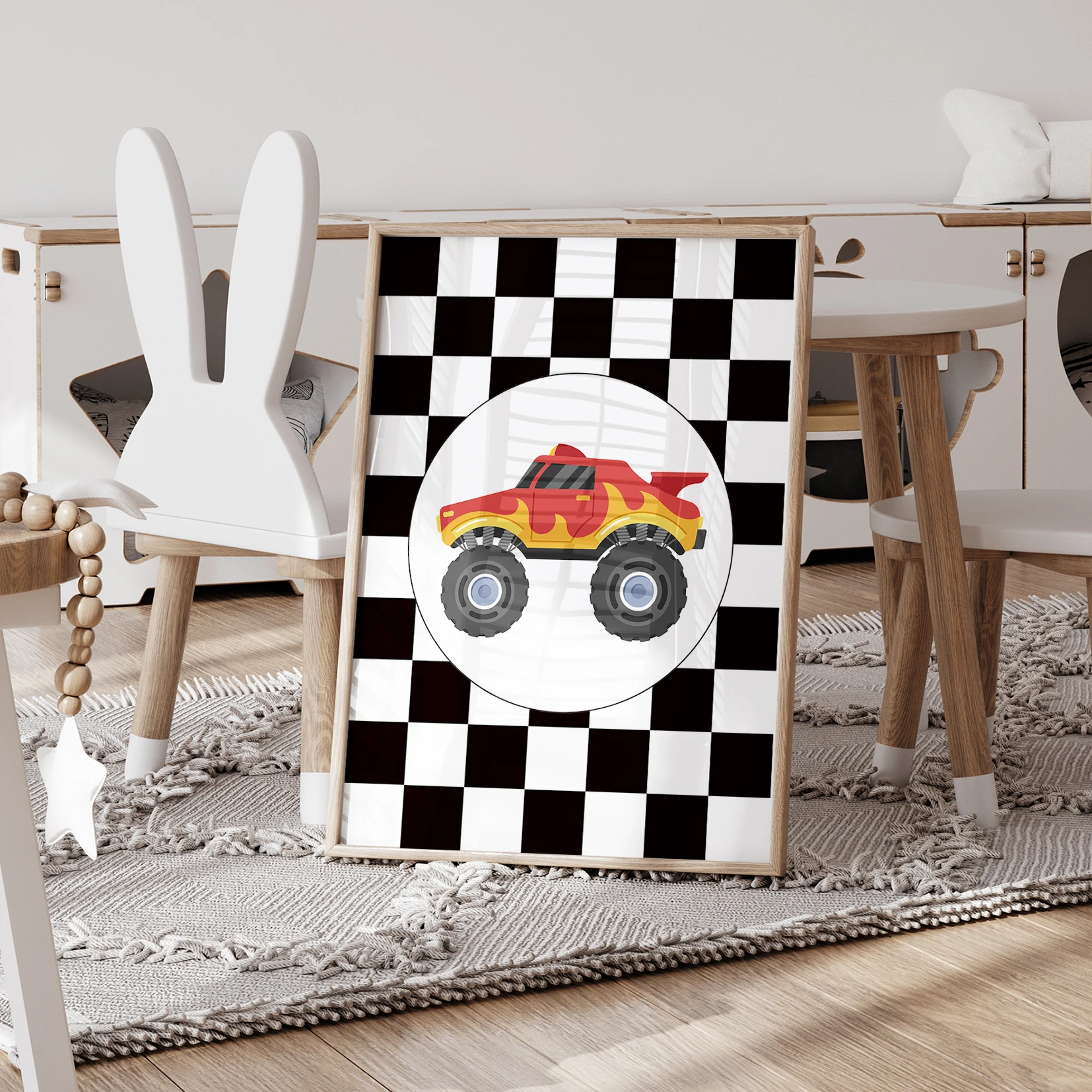 3pcs Cartoon Children Off-road Vehicle Wall Art Prints Canvas Painting Poster Picture For Living Room Home Decor