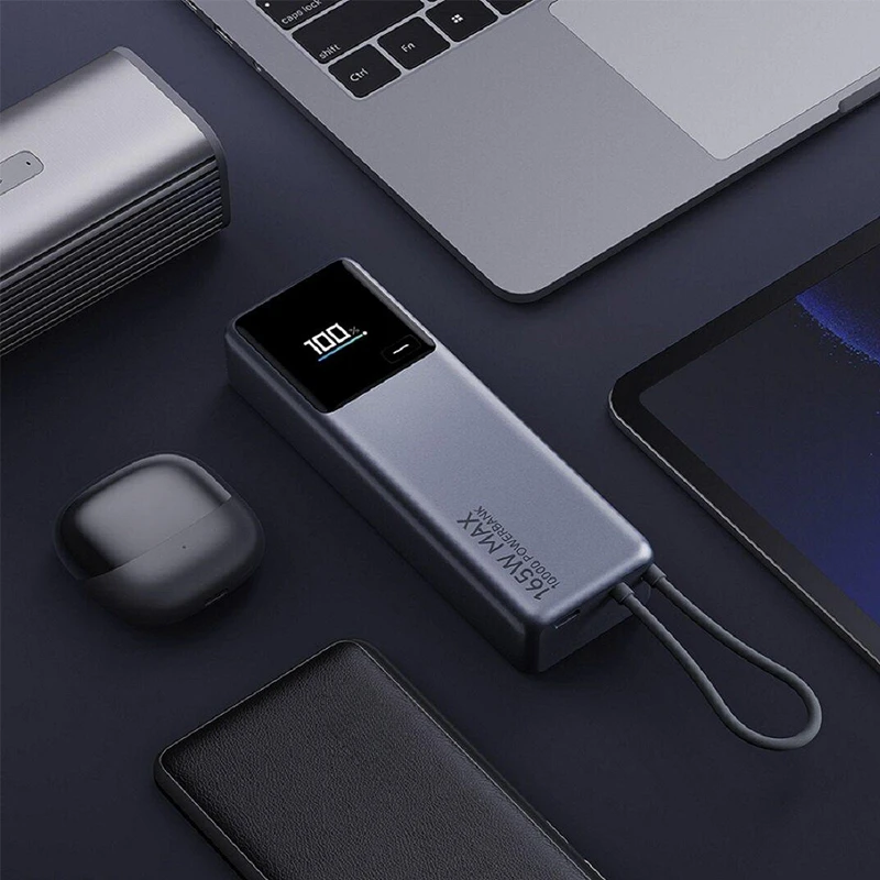 For  IPhone 15 Xiaomi 14 Pro Xiaomi Built-in Cable Power Bank 10000mAh 165W  LED Display Portable Charger