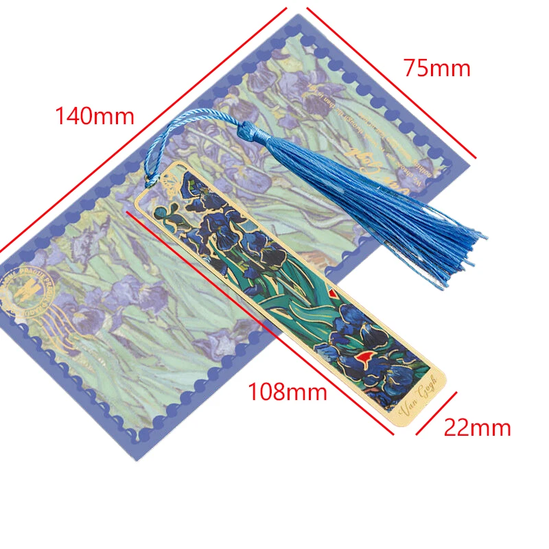 Natürliche Landschaft, Blumen, Ölgemälde, hohle Lesezeichen, Abschlussgeschenke für Schüler, Lehrer, Lesezeichen mit Metalllineal