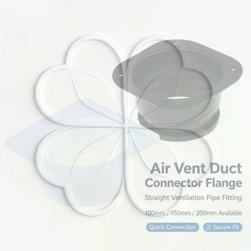 1Pcs Straight Air Vent Pipe Adapter 100-200MM Duct Connector Flange for Commercial HVAC Venting Projects