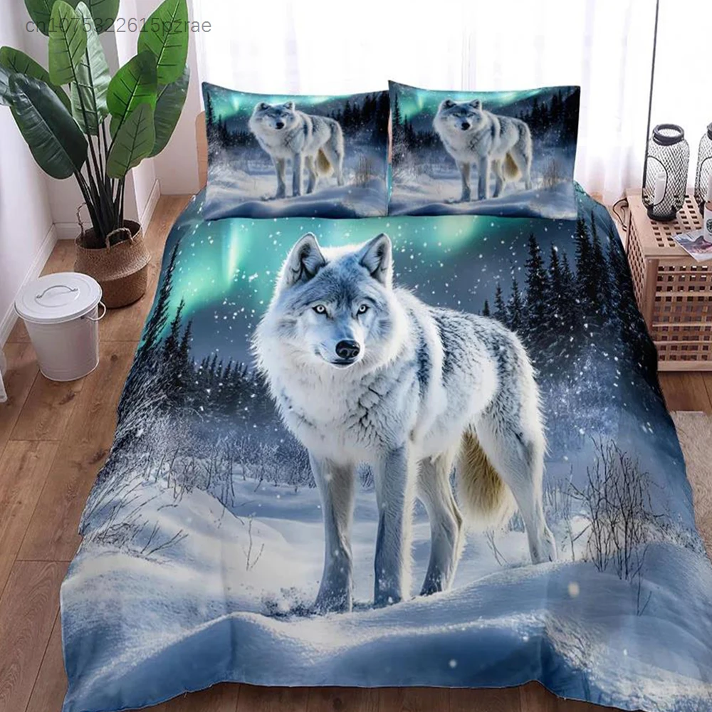 Arctic Wolf Germanic Duvet Cover Set EU Single Double King US Twin Full Queen Size Bed Linen Set