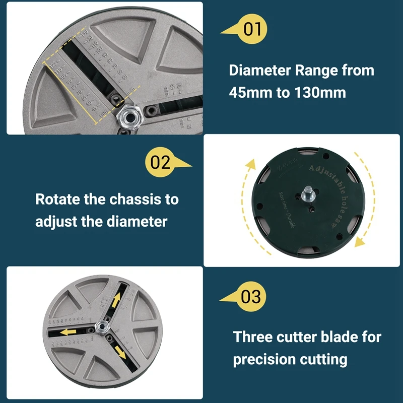 Adjustable Woodworking Cutting Tools Hole Opener, Punch Saw Tool For Drillin, Punching Saw Diameter 45-130Mm