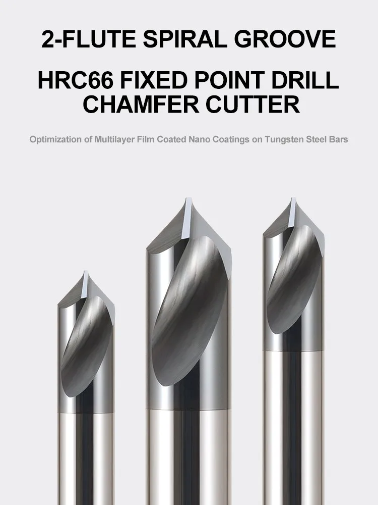 GAMONT HRC66  2-Flute Spiral Endmills Tungsten Steel Centering Drill Chamfer Cutter CNC Mechanical Machining Cutter Tools