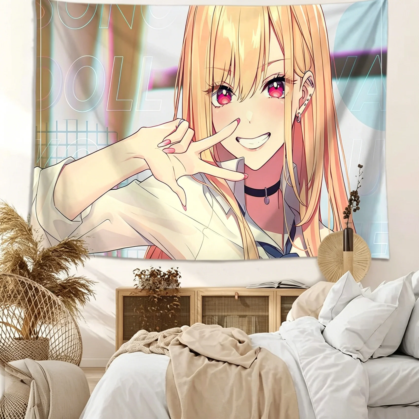 1pc My Dress-Up Darling Marin Kitagawa Tapestry Amime Wall Hanging Aesthetic Room Decor Background Cloth for Bedroom Dorm Fans