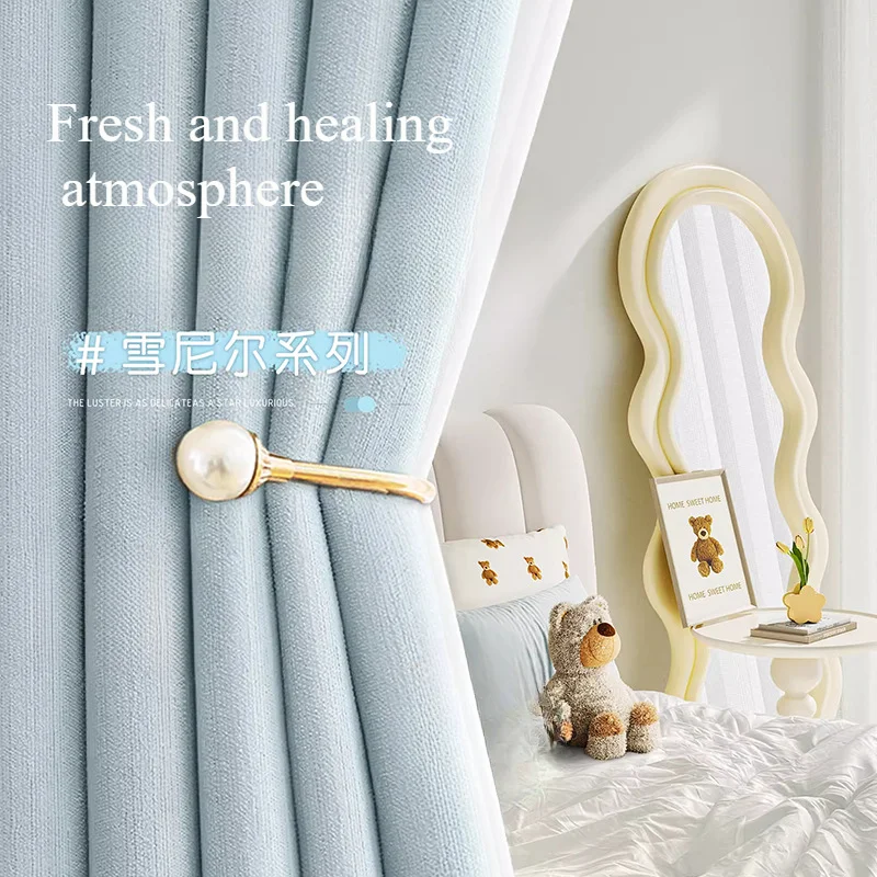 

Thick Curtains for Living Room Fully Blackout Premium Velvet Fabric Light Luxury Curtains for Bedroom Dining Room Blue Snow Jane