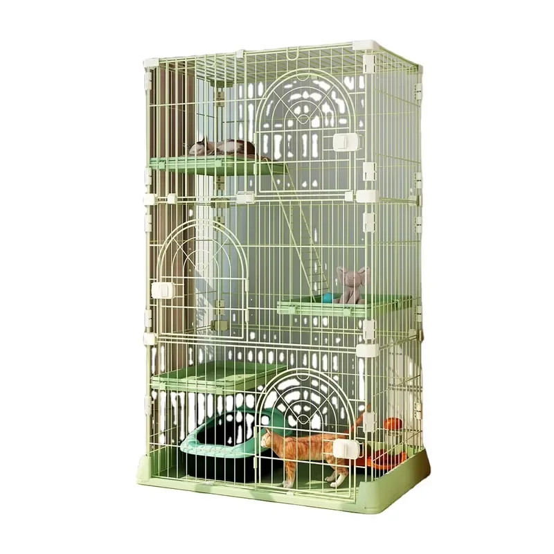 Yoellen Eco-Friendly Multilayer Folding Cat Cage for Cats Horizontal Sliding Closure Square Indoor Large Playable Cat House