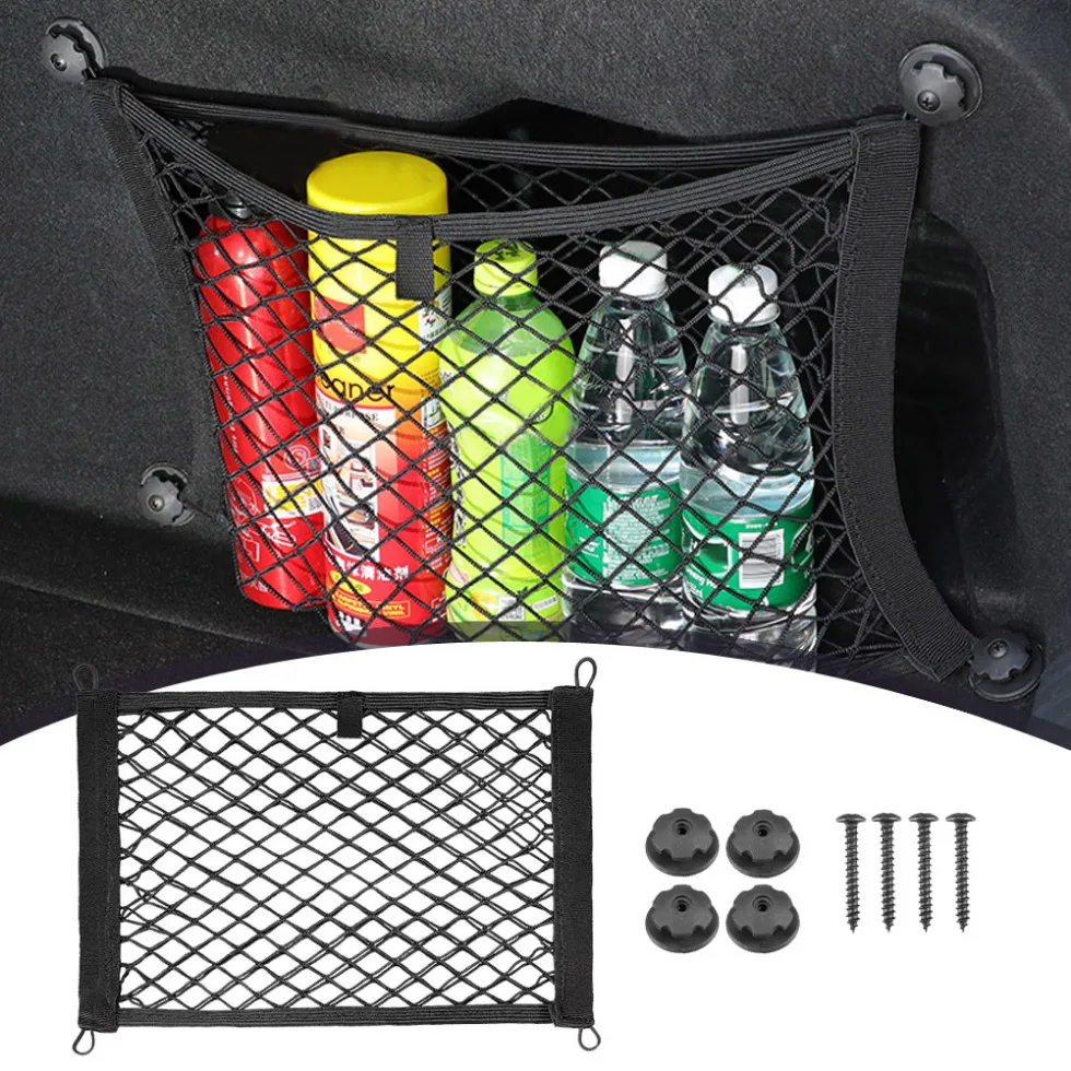 

1pc Car Seat Universal Storage Net Mesh Bag Car Trunk Stowing Tidying Pocket Organizer Framed Bag Auto Interior Accessories