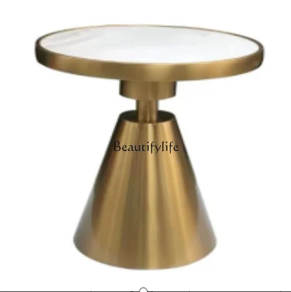 

Light Luxury Living Room Stainless Steel Marble Corner Table Simple Modern Small Coffee Table Small Round Table