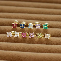 1PC Stainless Steel Multicolor Butterfly Stud Earring For Women Gold Color Mini Cartilage Piercing Korean Earrings Body Jewelry