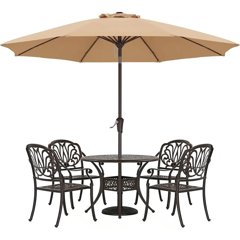 

11-Foot Push Button & Crank Patio Umbrella with 8 Ribs, UV-Protected for Outdoor Spaces in Khaki
