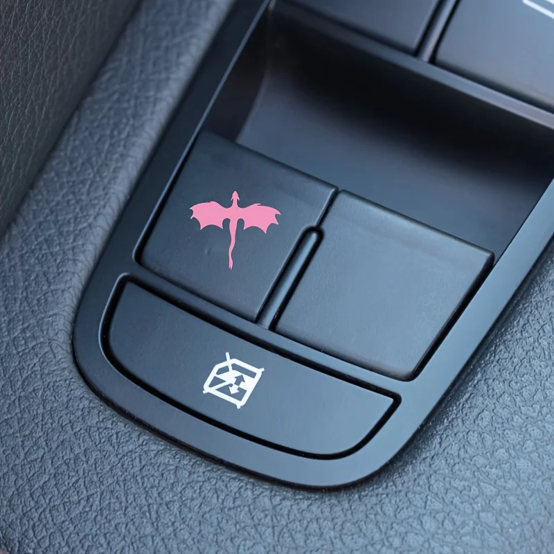 1pair Mini Dragon Car Button Stickers, Waterproof Vinyl Decals for Blank Dashboard Buttons Auto Interior Decor
