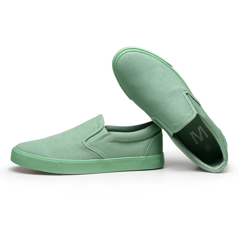 New Loafers Men Slip-on Casual Shoes Mint Green Canvas Footwear Comfort Breathable Sneakers Man Vulcanized Shoes Tenis Masculino