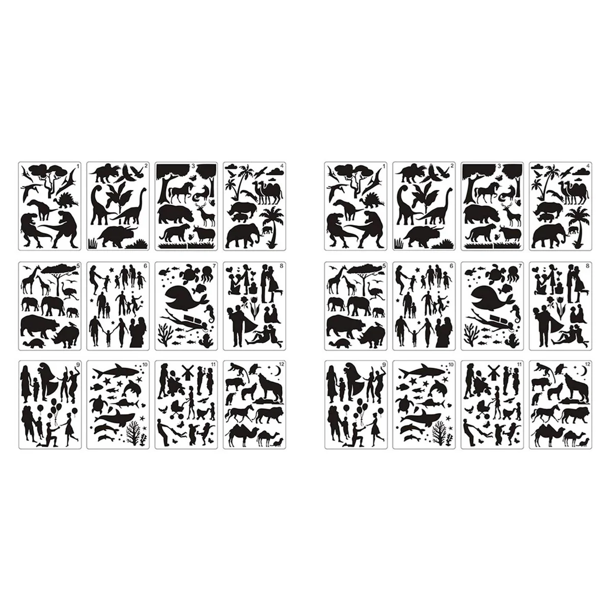 

A72Z 24Pcs Mandala Painting Templates Perfect Animal Drawing Stencils Hollow Board for DIY Painting Art