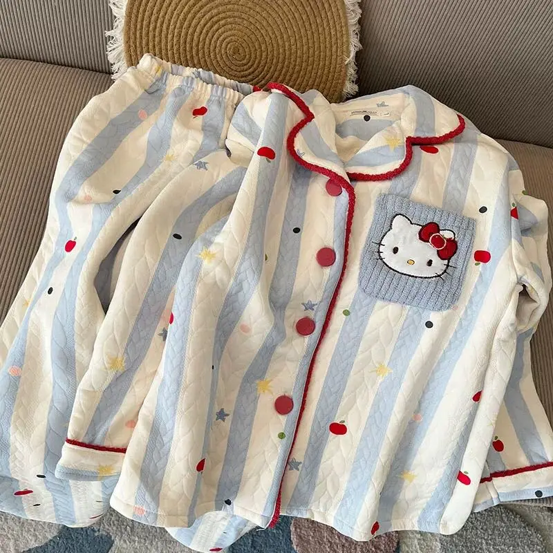 

Студенческие пижамы Hello Kitty, милые брюки с длинными рукавами, универсальная милая повседневная домашняя одежда, новый стиль, подарок с принтом для подруги