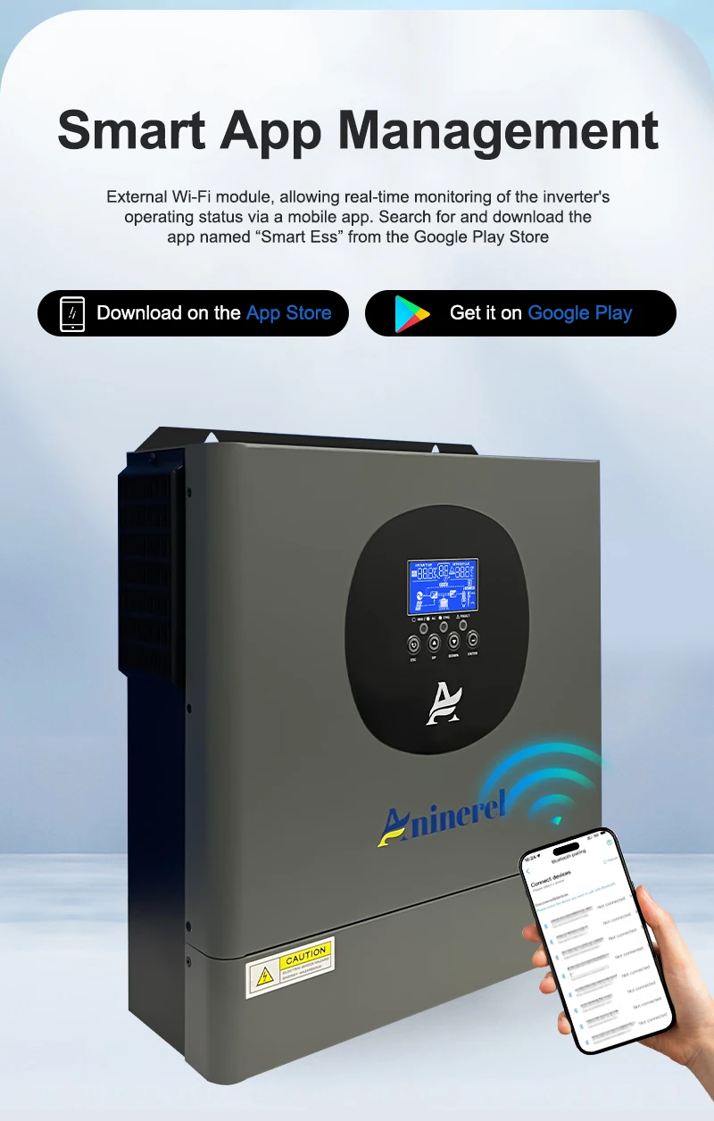 Aninerel 11KW 48V Parallel Dual MPPT 160A Netzunabhängiger Solar-Wechselrichter mit Dual-Ausgang PV 500VCD, integriertem WLAN, 6.2KW 48V IP54, reiner Sinuswelle 230V für den Heimgebrauch – Detail 25