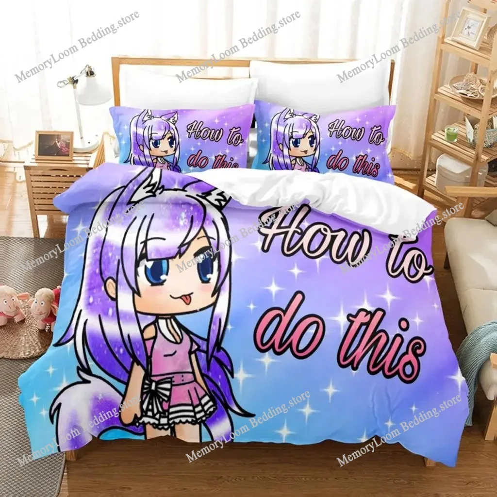 

Anime Character Cute The Gacha Girl Bedding Set Full/Queen/King Size Duvet Cover Pillowcase Kids Adult Soft Home Textile Set