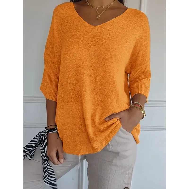 

Knitted Women Tops Half Sleeve Blouse Shirt Camisole Women's Wear V-neck Summer Loose Bottoming Shirt Blusas Mujer De Moda 2025