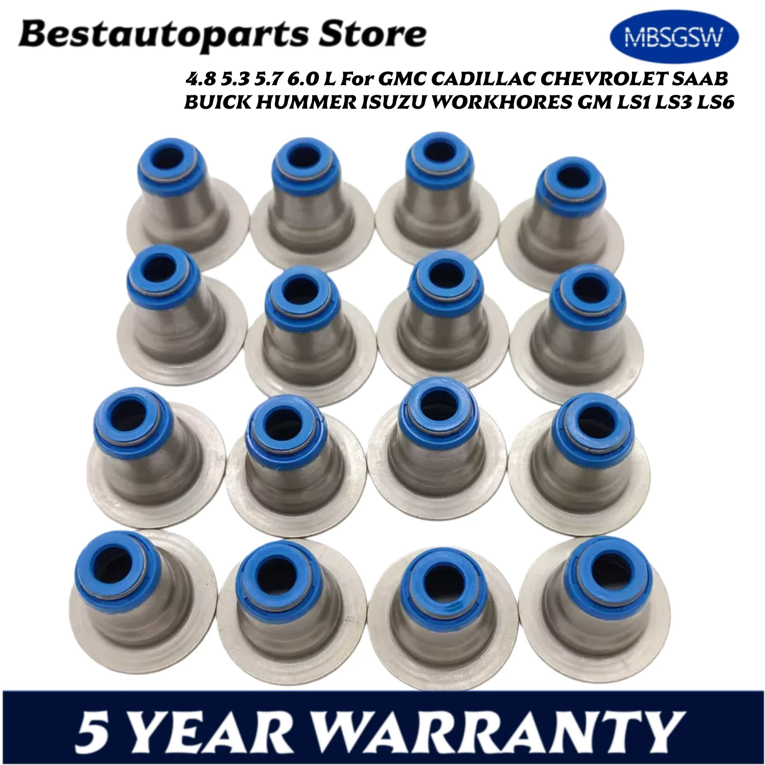 Engine Parts Valve Seal Set Fit 4.8 5.3 5.7 6.0 L For GMC CADILLAC CHEVROLET SAAB BUICK HUMMER ISUZU WORKHORES GM LS1 LS3 LS6