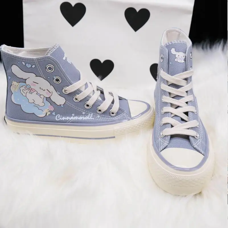 Sanrio Cinnamoroll Original Laurel Dog High Top Canvas Shoes Japanese Female Harajuku Style Female Student Canvas Shoes Women