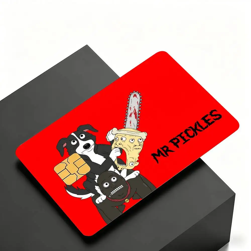 Cartoon Credit Skin Cover Card Stickers 4PCS Film Bus M-Mr. P-Pickles  Pass Front Decoration Bank Debit Waterproof