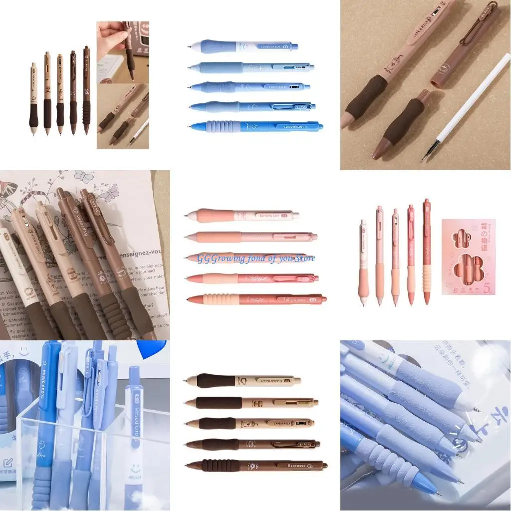 قلم جل بمقبض مريح H9EB مقاس 0.5 مم، قلم كتابة للطلاب للرسم للأولاد والبنات #1