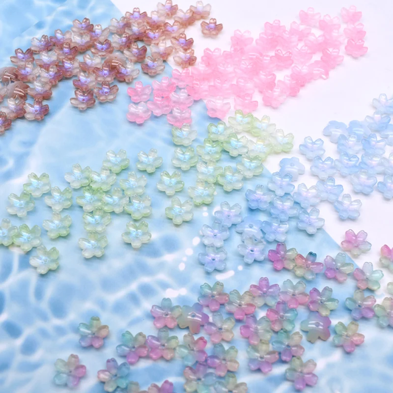 30pcs 10mm  Mix Color Cherry Blossom Bead Czech Glass Loose Beads for Jwelry Making DIY Accessories Handmade
