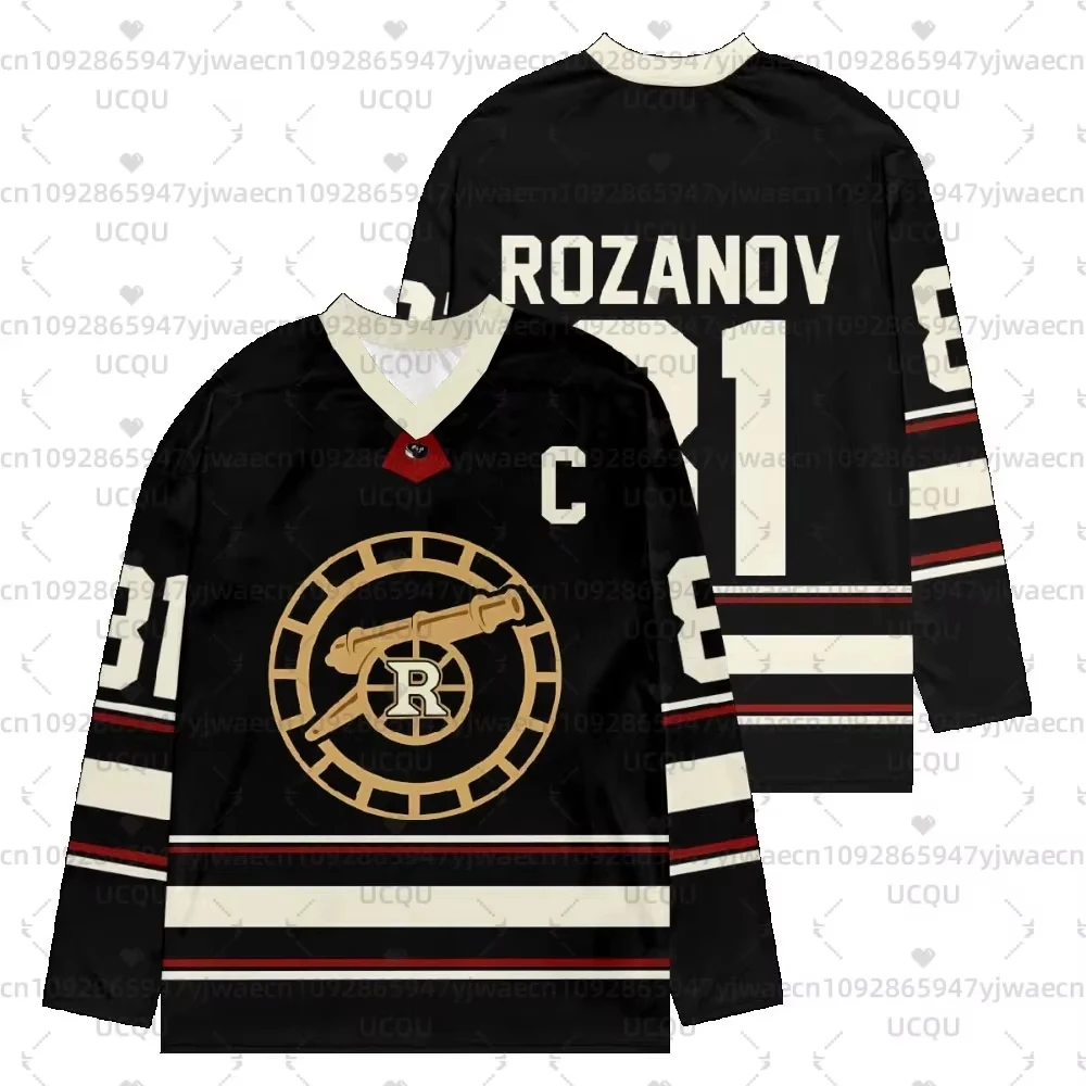 2026 nueva camiseta de Hockey de renovación calentada para hombre, camiseta de manga larga para hombre y mujer, camiseta con cuello en V Rozanov HOLLANDER, camisetas Unisex, jerséis
