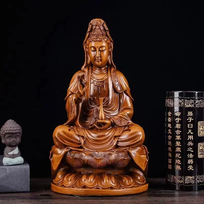 

Resin Guanyin Figure Statue Wood Color Art Sculpture High quality Home Living Room, Room Office Feng Shui Statue Free Delivery