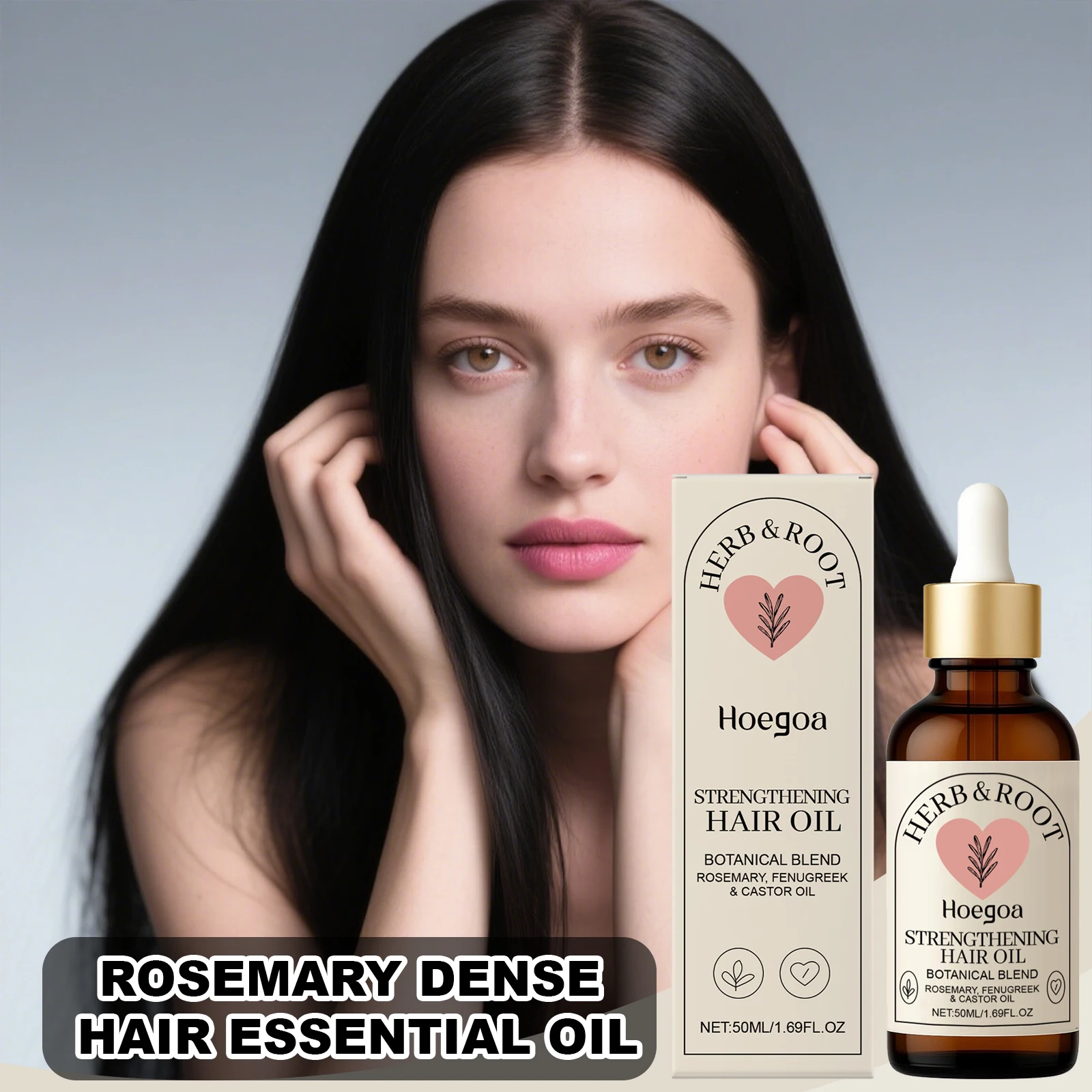 

HOEGOA 50ml Rosemary Dense Hair Essential Oil Deep Nourish Hair Strand Improve Damaged Restore Healthy Luster Promote Follicles