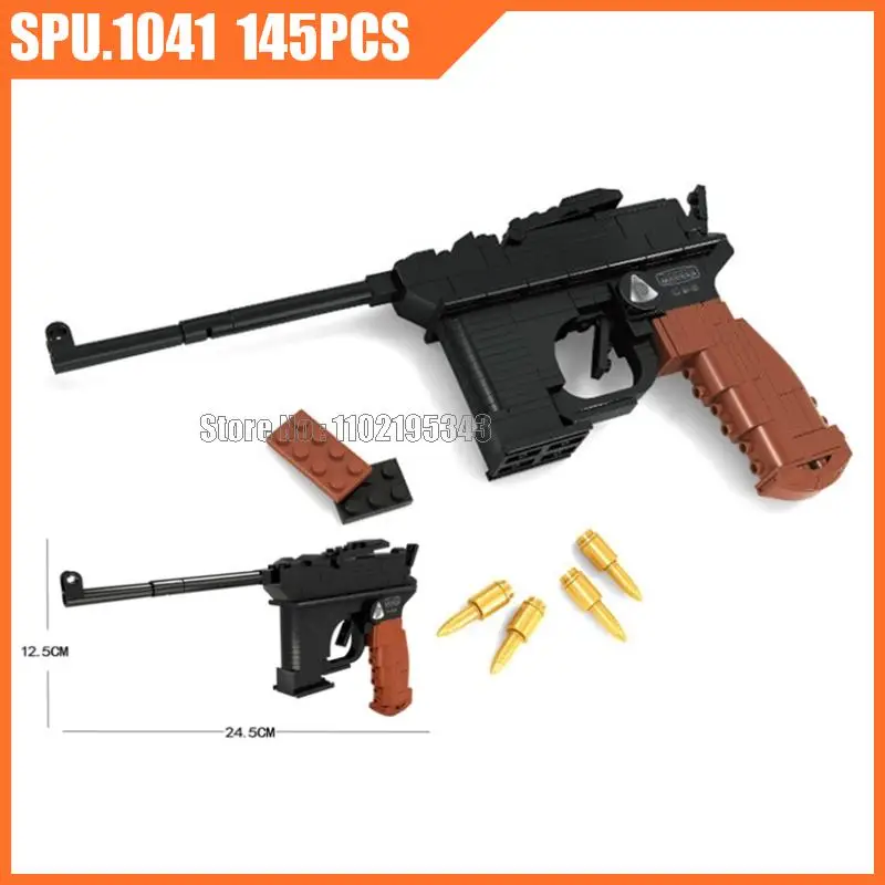 22420 M1898 145pcs Military Mauser Pistol Gun Weapon Army Boy 1:1 Building Block Toy Brick