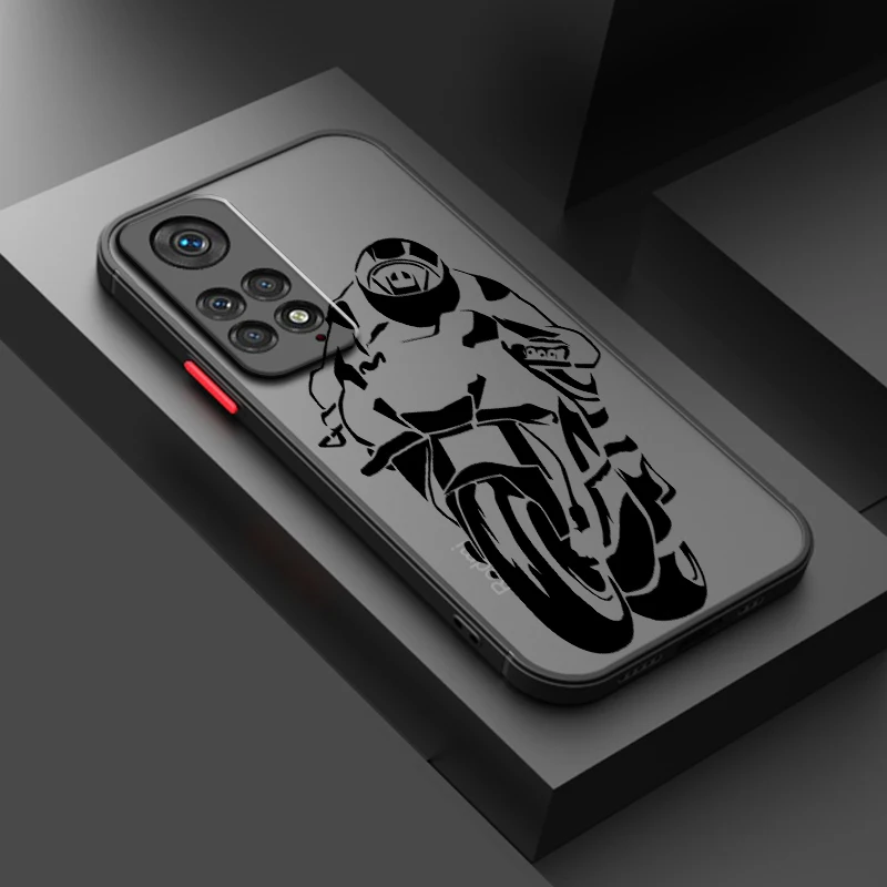 Motorcycle Junior Cool Girl Frosted Translucent For Redmi Note 13 12 12S 12T 11 11T 11E 10 10S 9 Pro Plus 5G Funda Phone Case