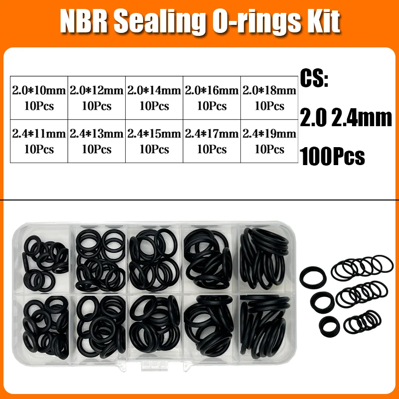 2840p O-Ring-Dichtungsscheibe Schwarz NBR O-Ring Wasserhahn Auto Sanitärdichtung Ölbeständig Hochtemperatur CS 1,0-3,1 mm Oring Kit – Detail 18