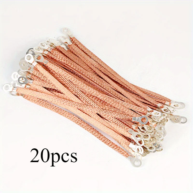 20pcs Bridge Connection Ground Wire Ground Strap Copper Cable Kit For PV Solar Distribution Box Copper Clad Aluminum Ground Wire