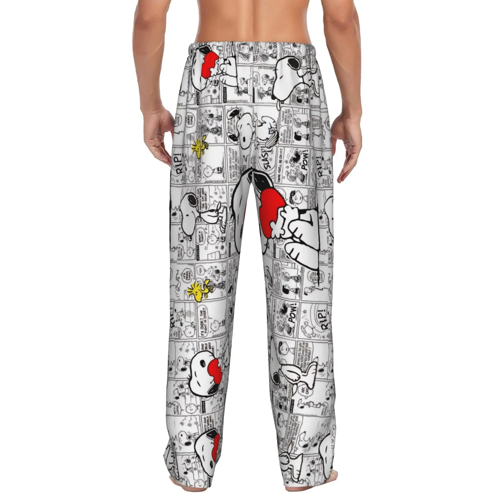 Custom S-snoopied Dog Pajama Pants Sleepwear Men's Elastic Waistband Cartoon Sleep Lounge Bottoms with Pockets