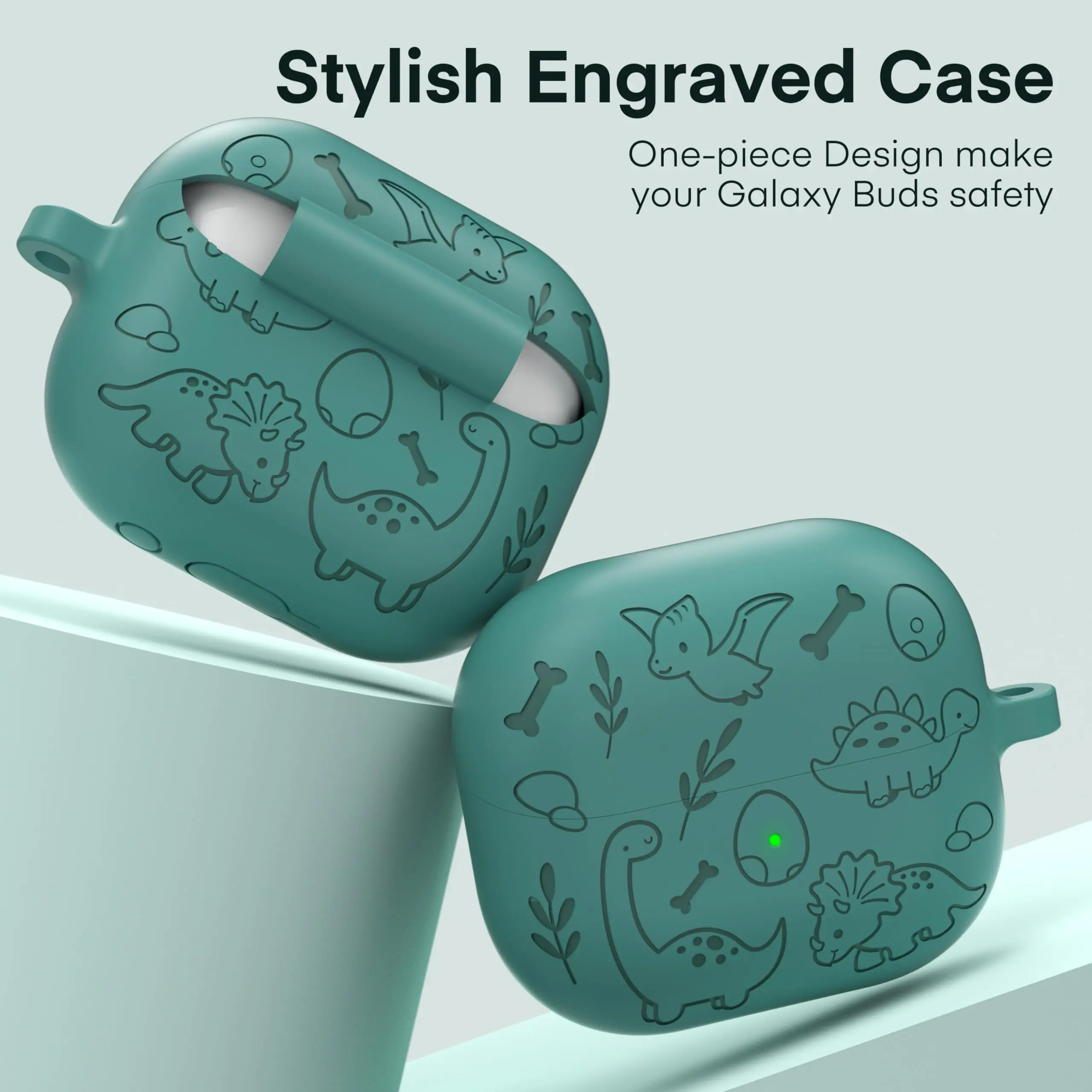 2024 New Engraved Case For Samsung Galaxy Buds 3 Pro Cover Protector Silicone Cute for with Keychain for Buds 3 Case Dinosaur