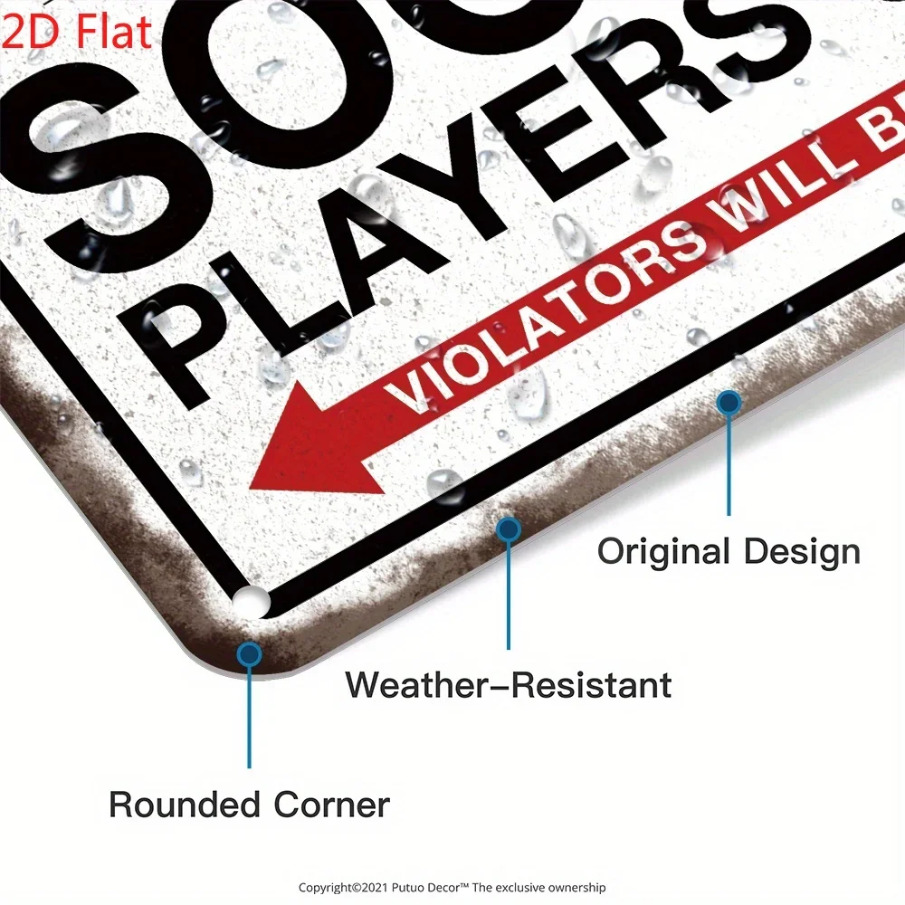 علامة معدنية عتيقة لديكور Putuo للاعبي كرة القدم، تحذير فقط، ديكور فني معلق على الحائط متعدد الأغراض، المزرعة، ملعب كرة القدم #5