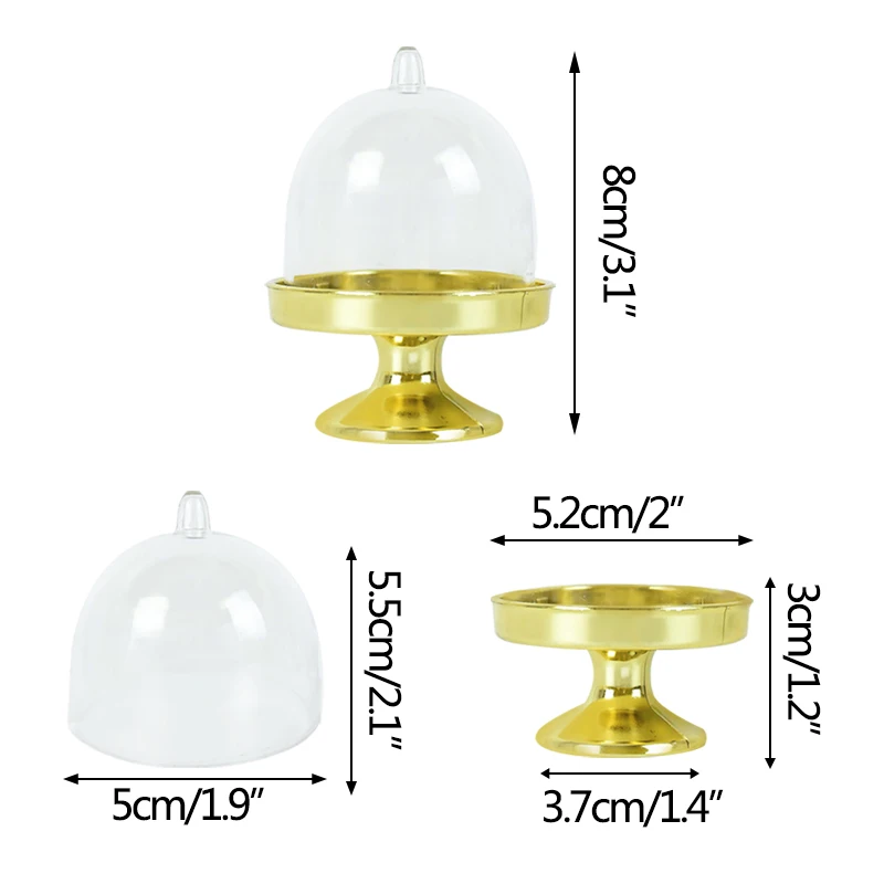 4/12pcs Clear Plastic Mini Candy Cupcake Boxes Wedding Gift Box Party Dessert Macarone Display Stand Tray With Lid Table Decor