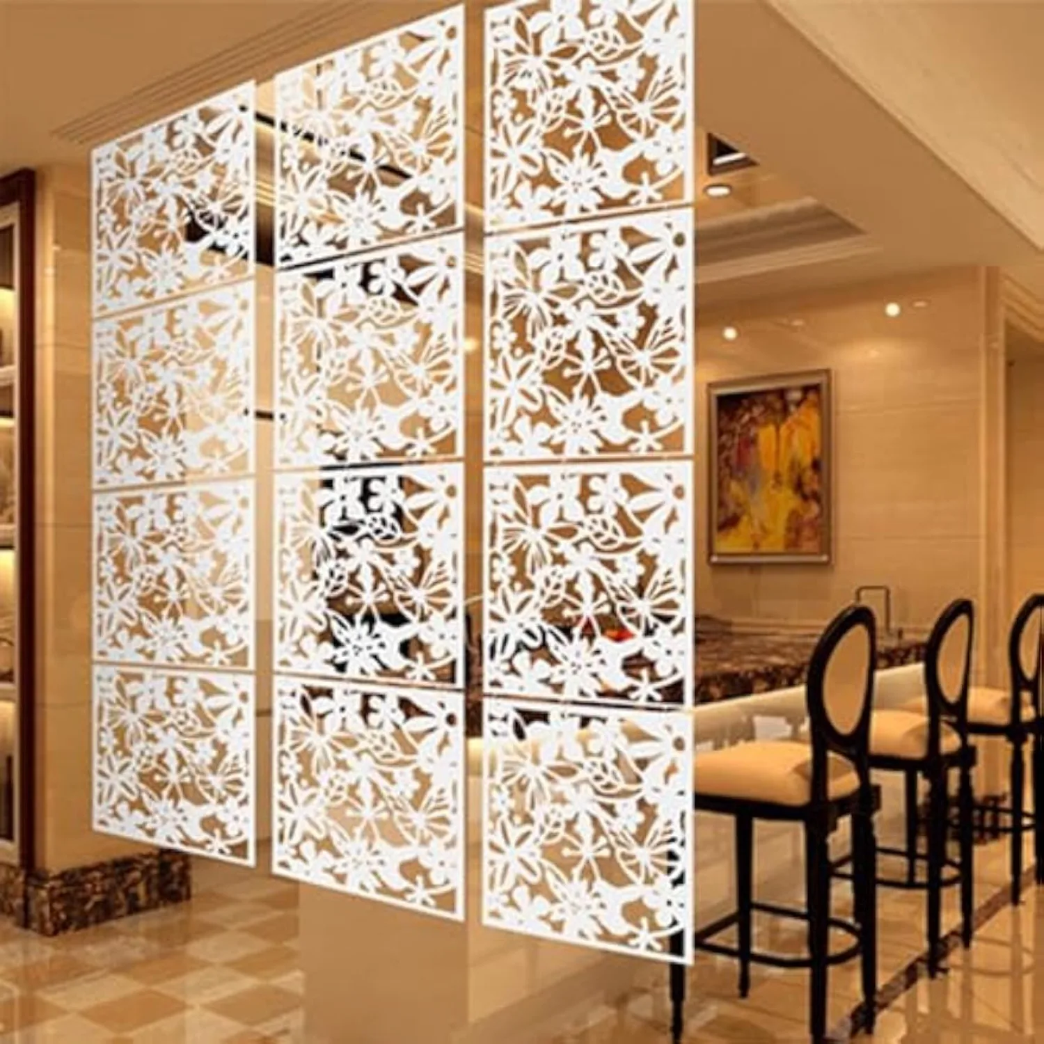 Screen Wall Divider Privacy Room Divider 40 X 40 Cm Hanging Room Divider for Indoor Decoration Bedroom, White