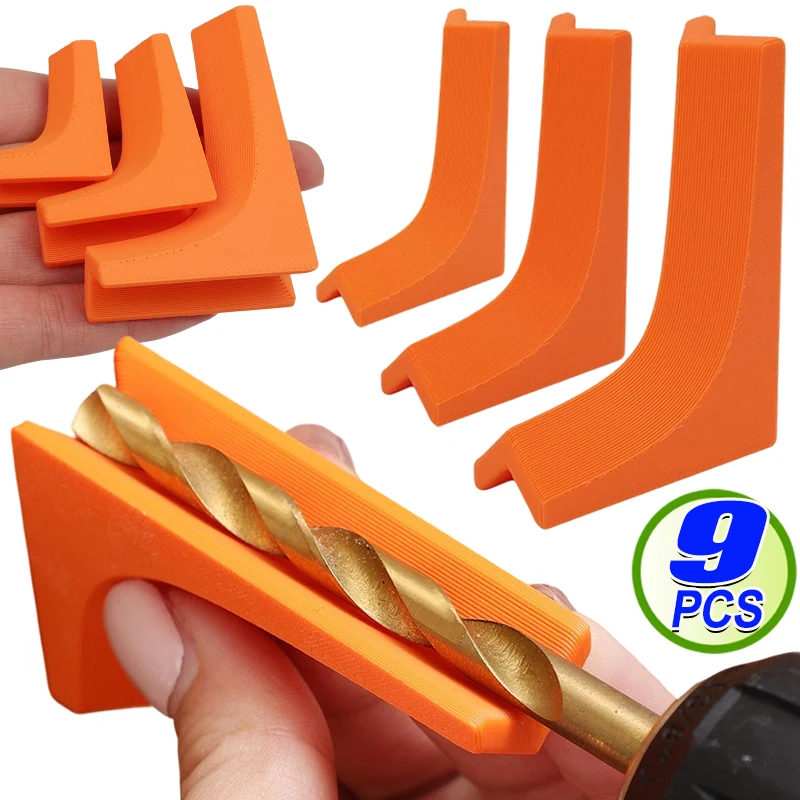 3/9Pcs Drilling Guide Locator Tool Set 90 Degree Right Angle Drill Block Portable Precision Hole Guide for Wood Metal Non Slip