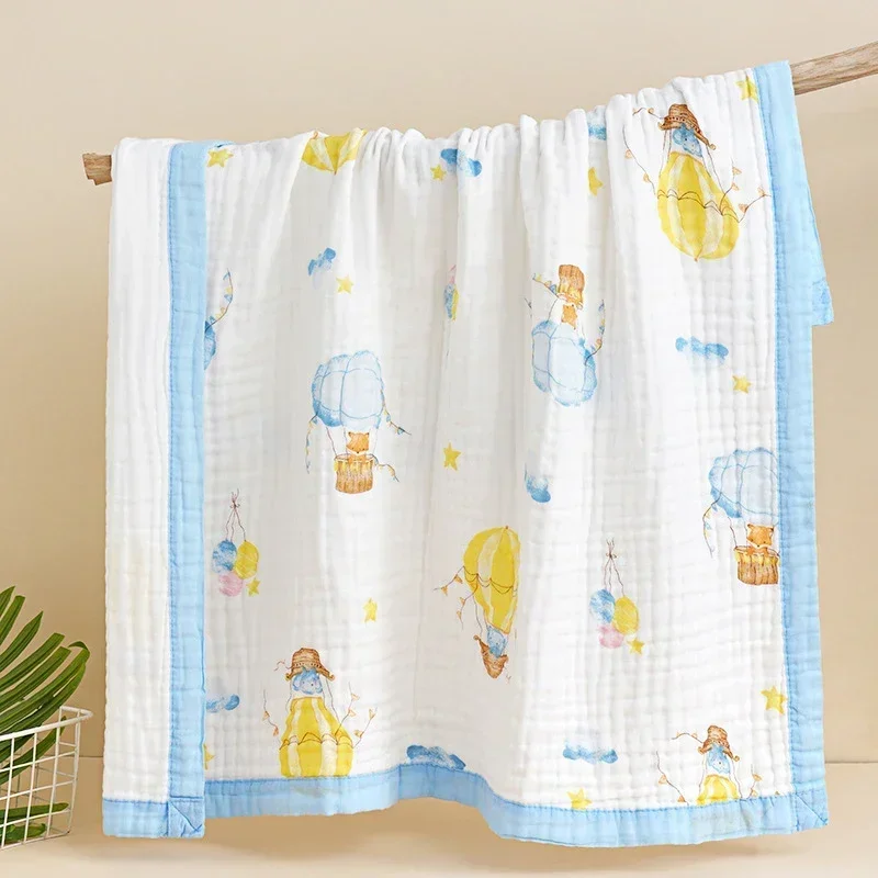 100% Cotton Newborn Baby Blanke Bath Towel Wrap Cotton Baby Muslin Swaddle Blanket Cute Soft Printed Baby Wrap Carpet
