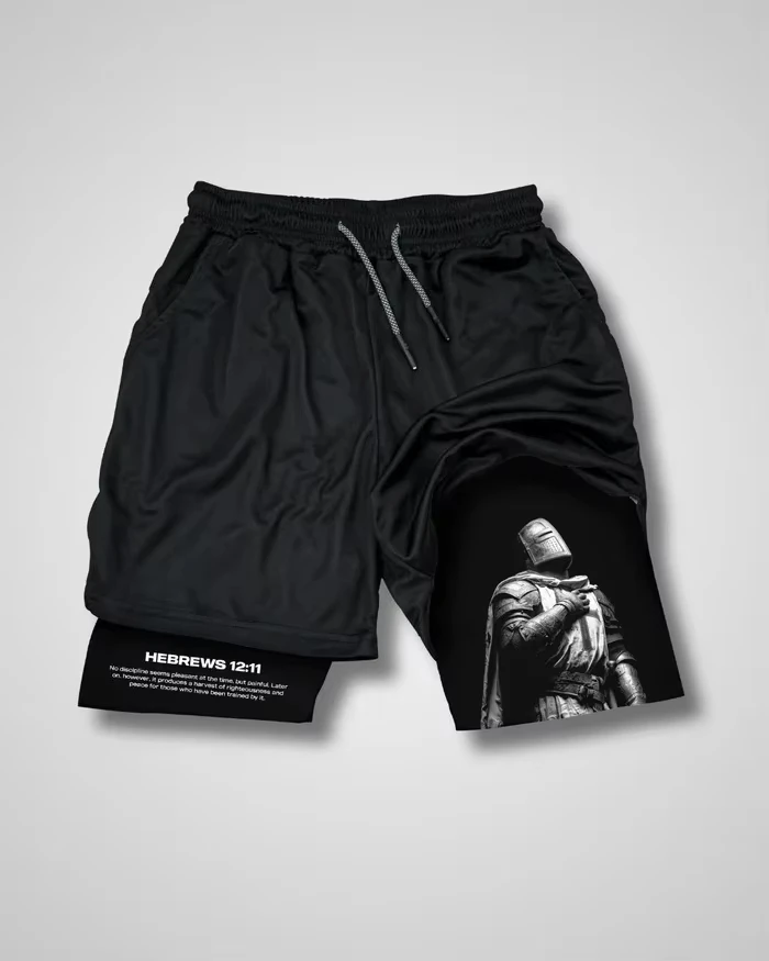 New Retro Street Sport Shorts 2 in 1 Cross Pattern Shorts Breathable Informal Sportswear Double Layer Running Basketball Shorts