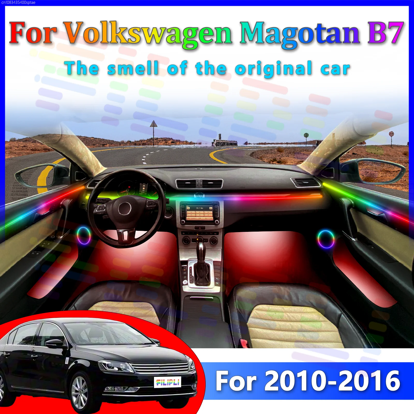 For VW Magotan B7 2010-2016 Superior Invisible LED Auto Interior Ambient Lighting RGB Music React Mobile APP Pulse Fade LED