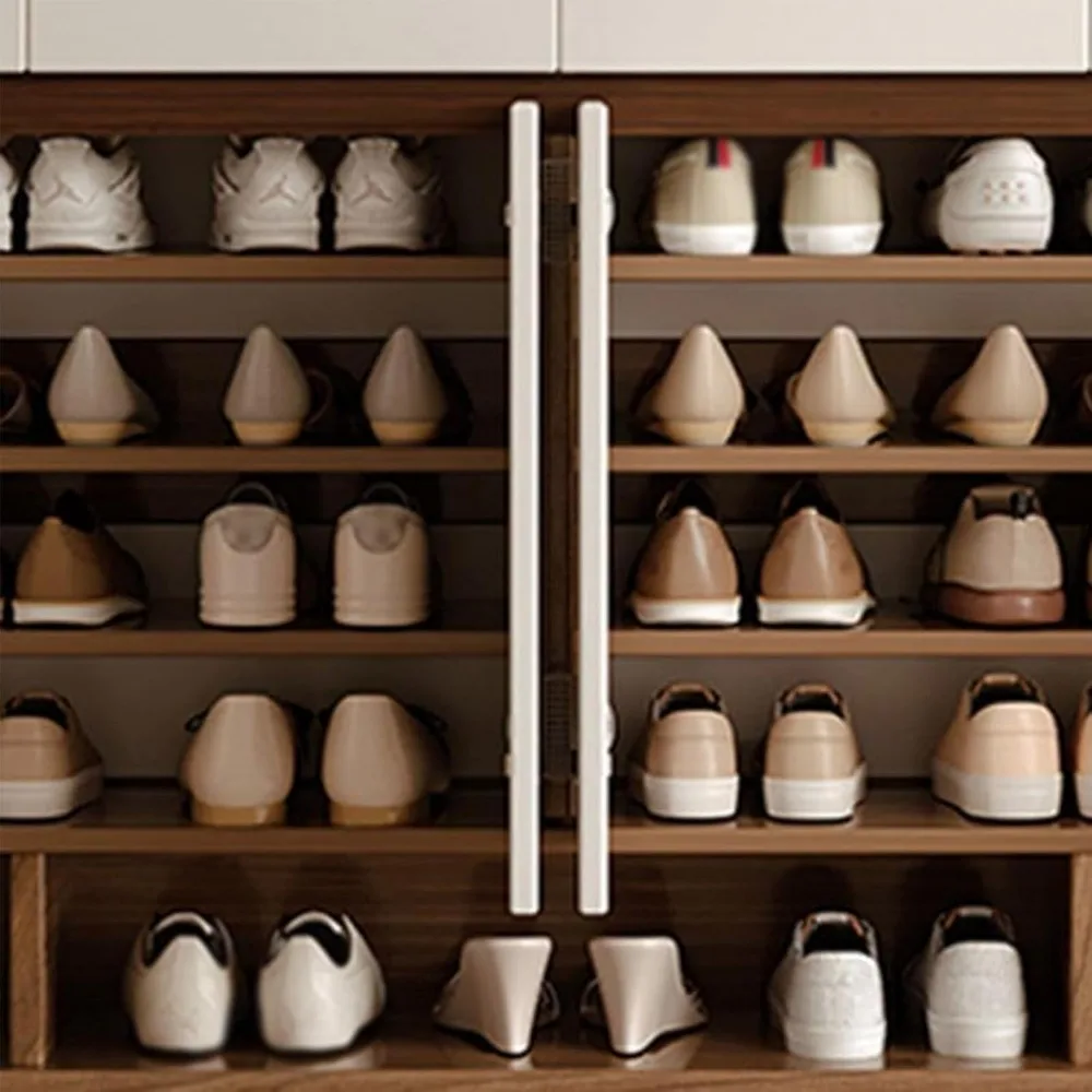 Lemari Sepatu Modern untuk Pintu Masuk: Penyimpanan Berdiri Bebas yang Ditingkatkan dengan Pintu dan Laci untuk Mengatur Sepatu