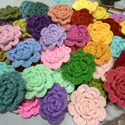 Knitting Flowers For Hairpin Hat Shoes Clothing Hand Crochet Fabric Pads DIY Craft Apparel Accessories 8cm